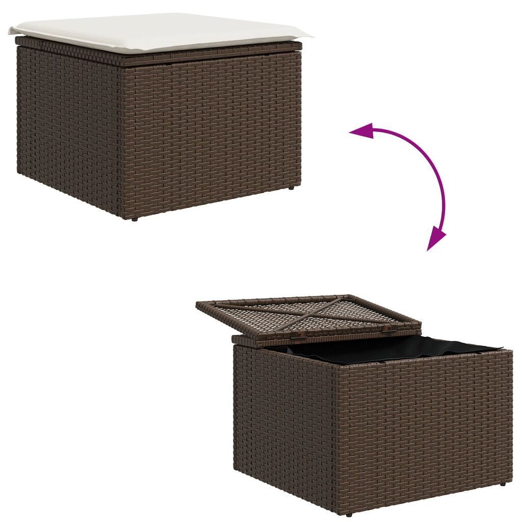vidaXL Σετ Καναπέ Κήπου με μαξιλάρι 8 pcs Καφέ Πολυ ράταν