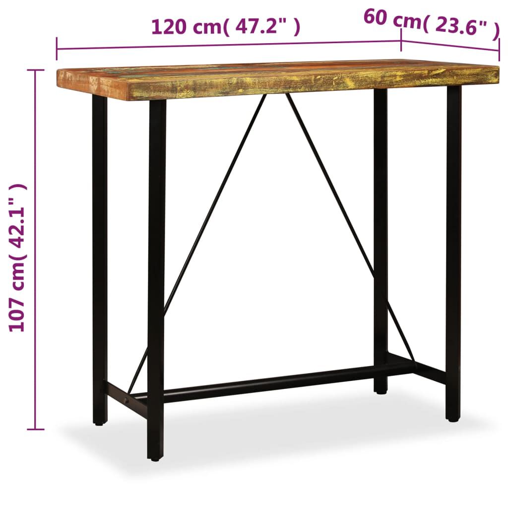 vidaXL Τραπέζι Μπαρ 120 x 60 x 107 εκ. από Μασίφ Ανακυκλωμένο Ξύλο