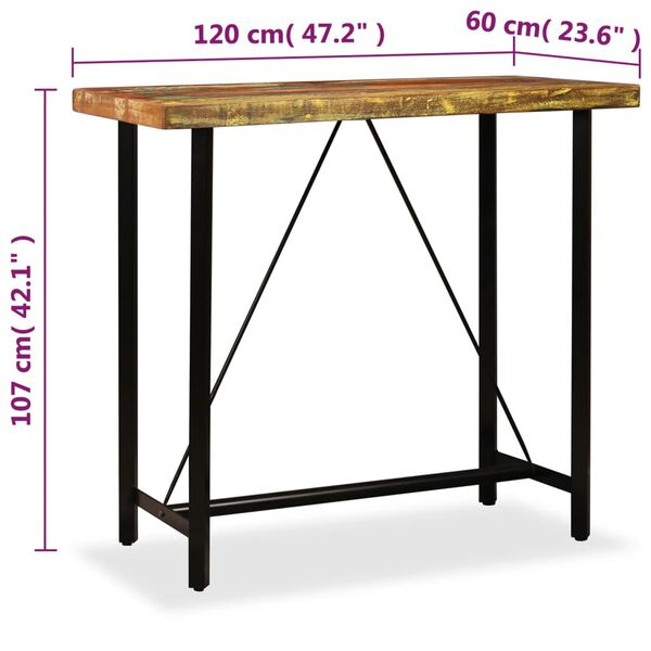 vidaXL Τραπέζι Μπαρ 120 x 60 x 107 εκ. από Μασίφ Ανακυκλωμένο Ξύλο