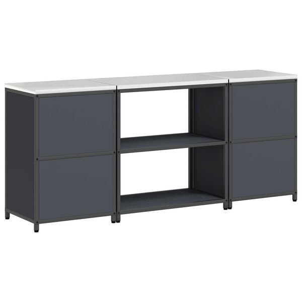 vidaXL Σετ Αποθήκευσης Κουζίνας με ράφι 3 pcs Ανθρακί 210 x 50 x 92 εκ