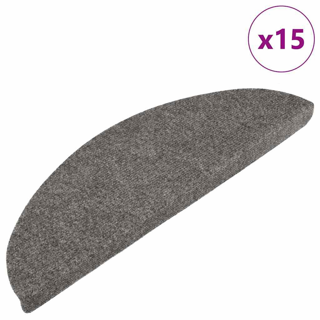 vidaXL Πατάκια Σκάλας Αυτοκόλλητα 15 τεμ. Γκρι 56x17x3 εκ.