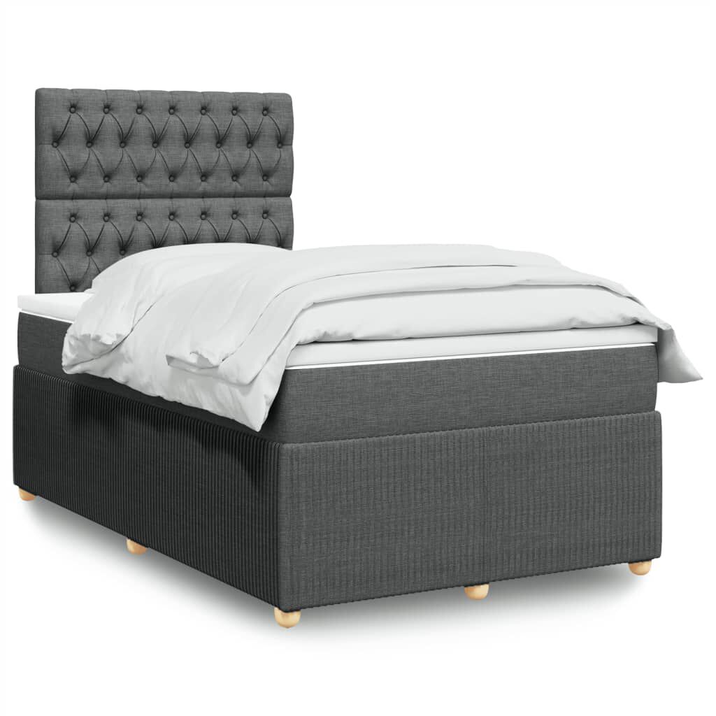 vidaXL Κρεβάτι Boxspring με Στρώμα Σκούρο Γκρι 120x200 εκ. Υφασμάτινο