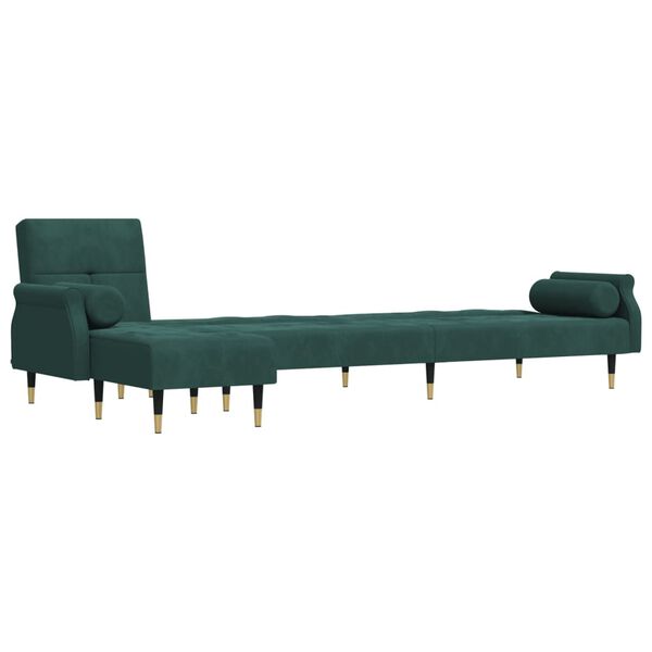 vidaXL Καναπές Κρεβάτι Γωνιακός Σκ. Πράσινο 271x140x70 εκ. Βελούδινος