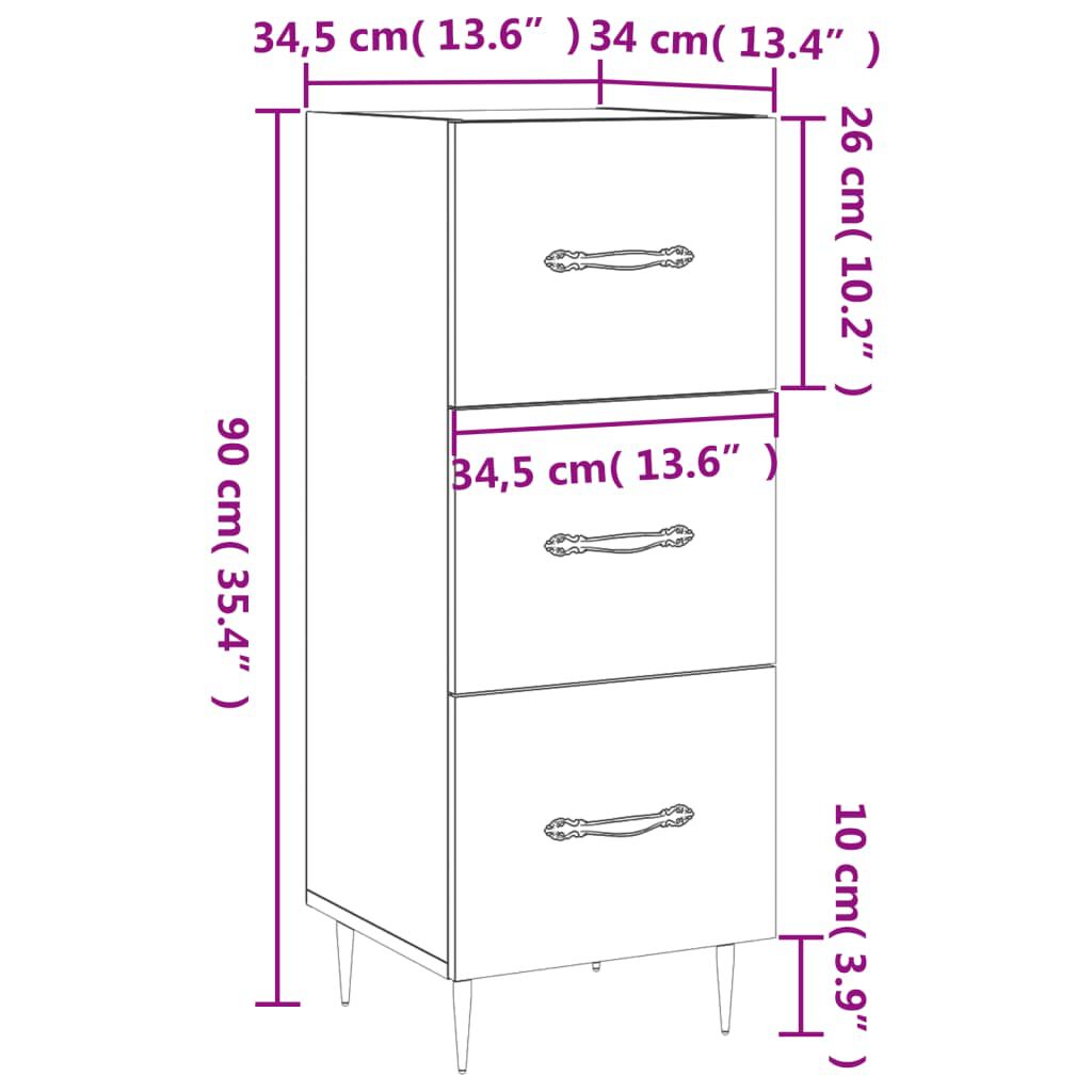 vidaXL Ντουλάπι Καπνιστή Δρυς 34,5 x 34 x 90 εκ. Επεξεργασμένο Ξύλο