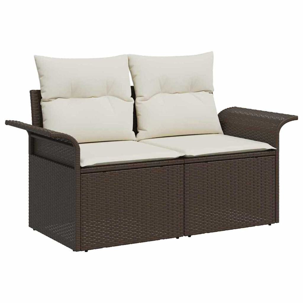 vidaXL Σετ Καναπέ Κήπου με μαξιλάρι 6 pcs Καφέ Πολυ ράταν