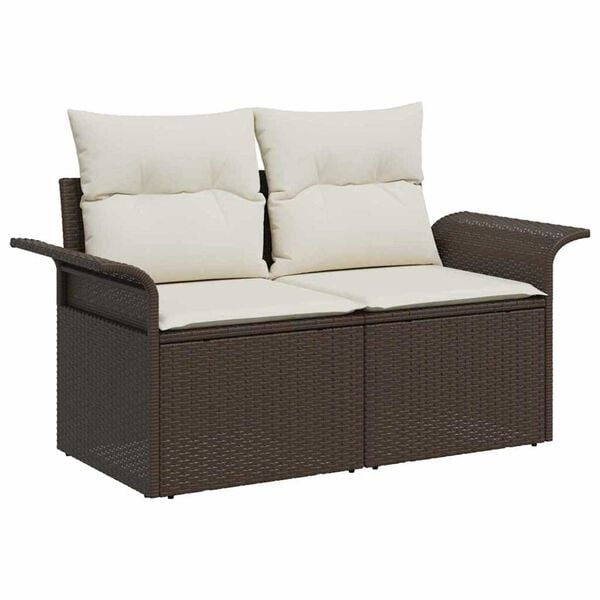vidaXL Σετ Καναπέ Κήπου με μαξιλάρι 6 pcs Καφέ Πολυ ράταν