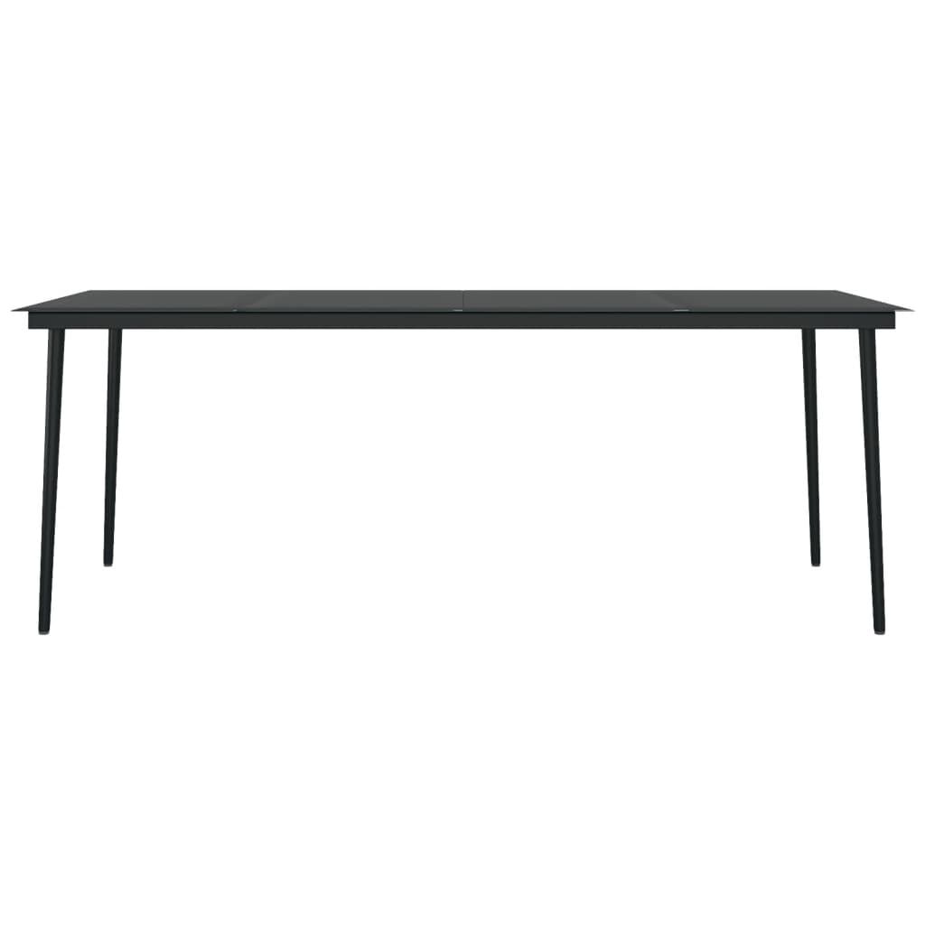 vidaXL Τραπεζαρία Κήπου Μαύρη 200 x 100 x 74 εκ. από Ατσάλι και Γυαλί