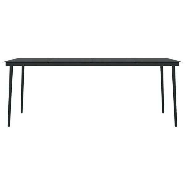 vidaXL Τραπεζαρία Κήπου Μαύρη 200 x 100 x 74 εκ. από Ατσάλι και Γυαλί