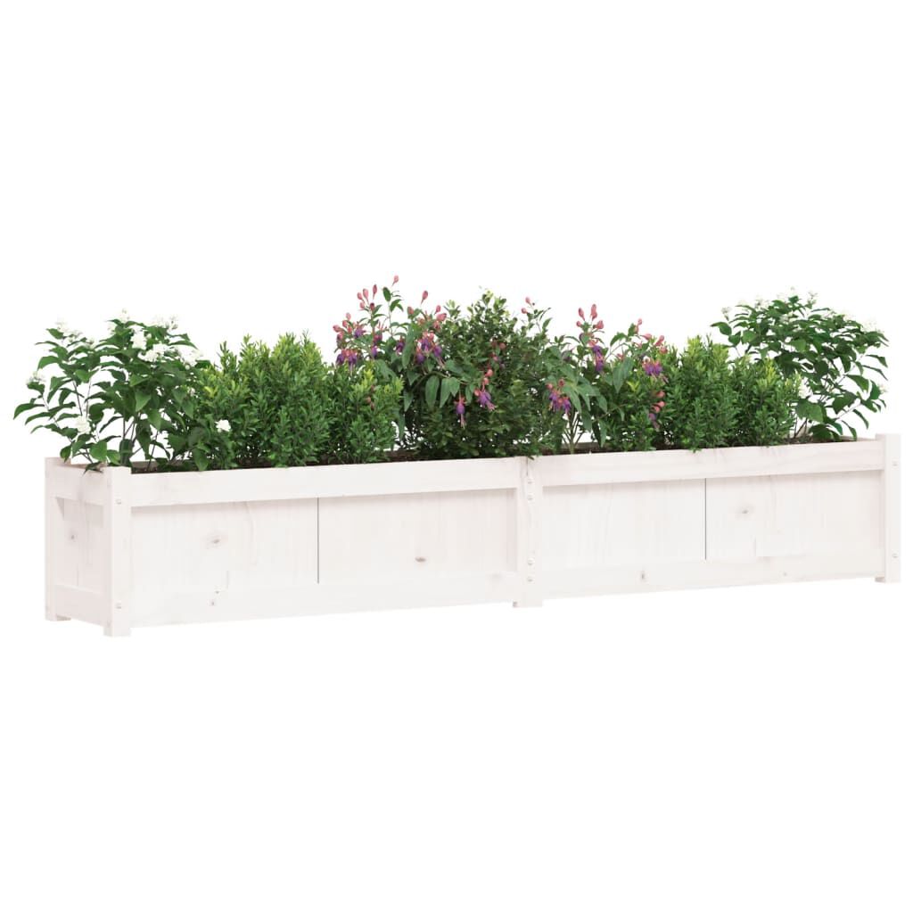 vidaXL Ζαρντινιέρα Λευκή 180 x 31 x 31 εκ. από Μασίφ Ξύλο Πεύκου
