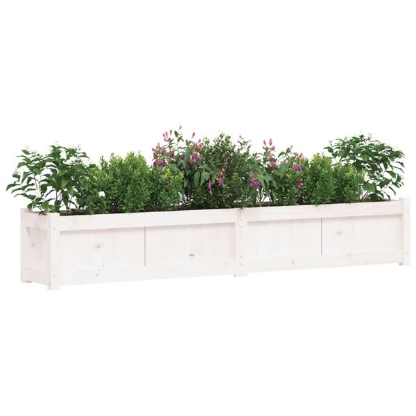 vidaXL Ζαρντινιέρα Λευκή 180 x 31 x 31 εκ. από Μασίφ Ξύλο Πεύκου