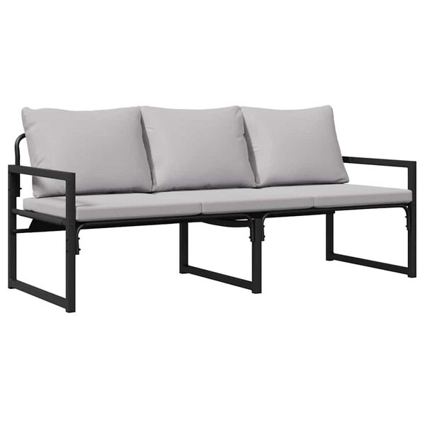 vidaXL Εξωτερικά Έπιπλα με μαξιλάρι Μαύρο 180 x 72.5 x 71 εκ. Ατσάλι