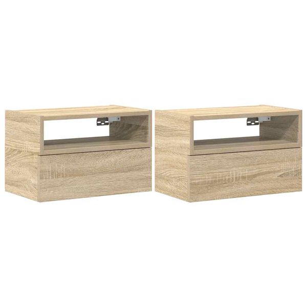 vidaXL Κομοδίνα Επιτοίχια 2 τεμ. Sonoma Δρυς 45x26x28,5 εκ.