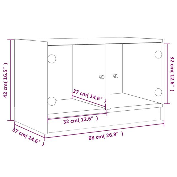 vidaXL Βοηθητικό Ντουλάπι Καφέ Δρυς 68x37x42 εκ. Γυάλινες Πόρτες