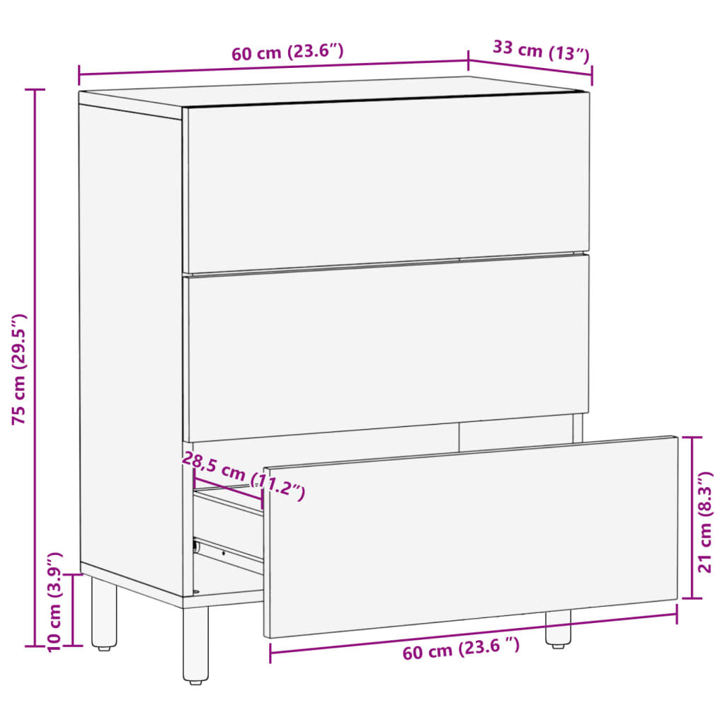 vidaXL Μπουφές Μαύρος 60x33x75 εκ. από Επεξεργασμένο Ξύλο