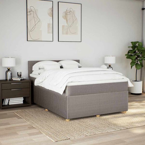 vidaXL &Kappa;&rho;&epsilon;&beta;ά&tau;&iota; Boxspring &mu;&epsilon; &Sigma;&tau;&rho;ώ&mu;&alpha; Taupe 140x200 &epsilon;&kappa;. &Upsilon;&phi;&alpha;&sigma;&mu;ά&tau;&iota;&nu;&omicron;