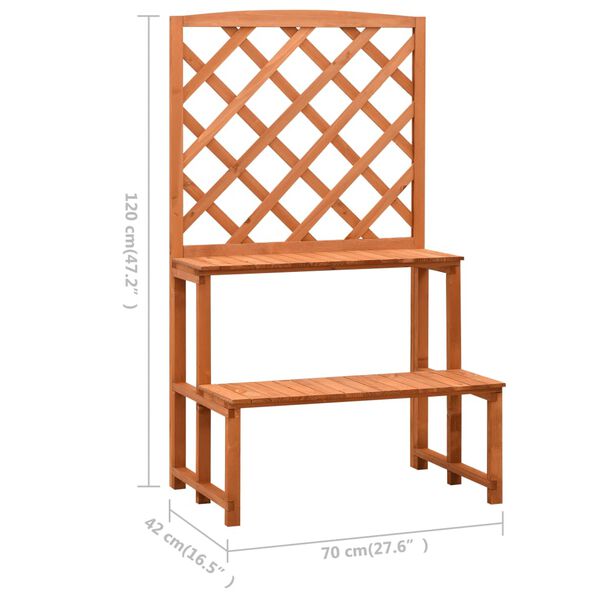 vidaXL Βάση Φυτών με Καφασωτό Πορτοκαλί 70x42x120 εκ Μασίφ Ξύλο Ελάτης
