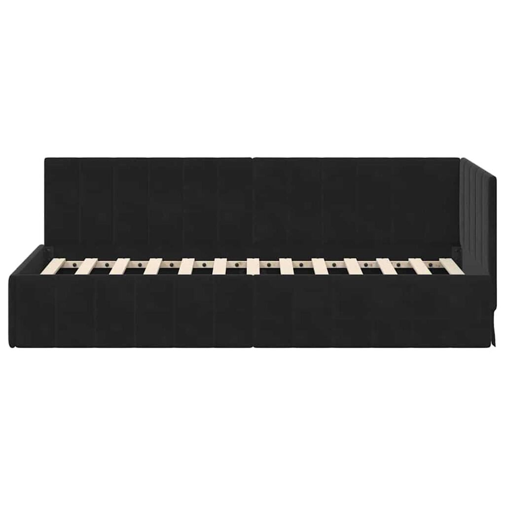 vidaXL Κρεβάτι Γωνίας με κεφαλάρι Μαύρο 80 x 200 cm Βελούδο