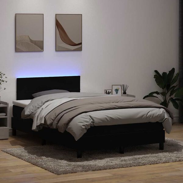 vidaXL &Kappa;&rho;&epsilon;&beta;ά&tau;&iota; Boxspring &mu;&epsilon; &Sigma;&tau;&rho;ώ&mu;&alpha; & LED &Mu;&alpha;ύ&rho;&omicron; 1120x210 &epsilon;&kappa;. &Beta;&epsilon;&lambda;&omicron;ύ&delta;&iota;&nu;&omicron;