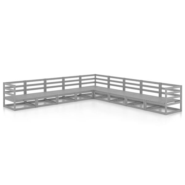 vidaXL Σαλόνι Κήπου Σετ 9 Τεμαχίων Γκρι από Μασίφ Ξύλο Πεύκου