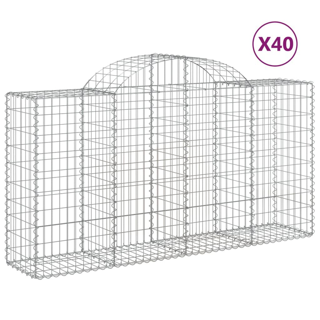 vidaXL Συρματοκιβώτια Τοξωτά 40 τεμ. 200x50x100/120 εκ. Γαλβαν. Ατσάλι