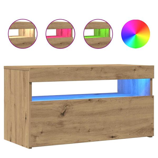 ντουλάπι τηλεόρασης vidaXL με φώτα LED Artisan Oak Κατασκευασμένο ξύλο
