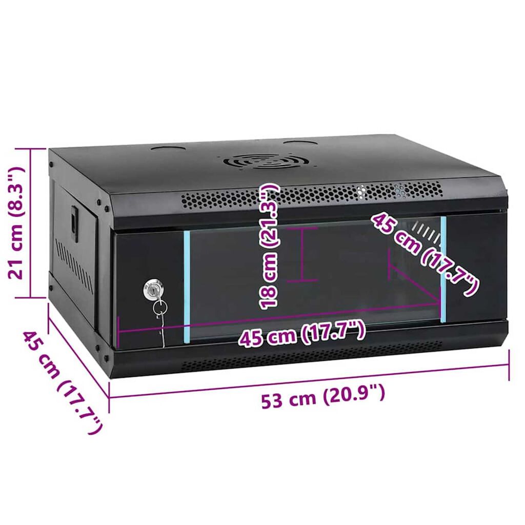 vidaXL Ντουλάπα δικτύου με αποθήκευση Μαύρο 53 x 45 x 21 εκ Ατσάλι