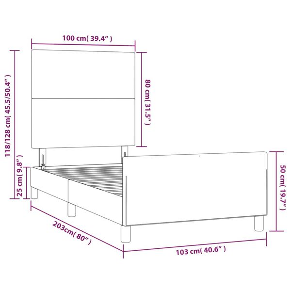 vidaXL Πλαίσιο Κρεβατιού με Κεφαλάρι Ροζ 100x200 εκ. Βελούδινο