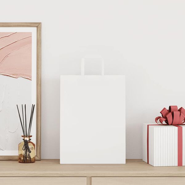 vidaXL Χάρτινες σακούλες 250 τεμάχια με χερούλια Λευκό 26x12x35 εκ.