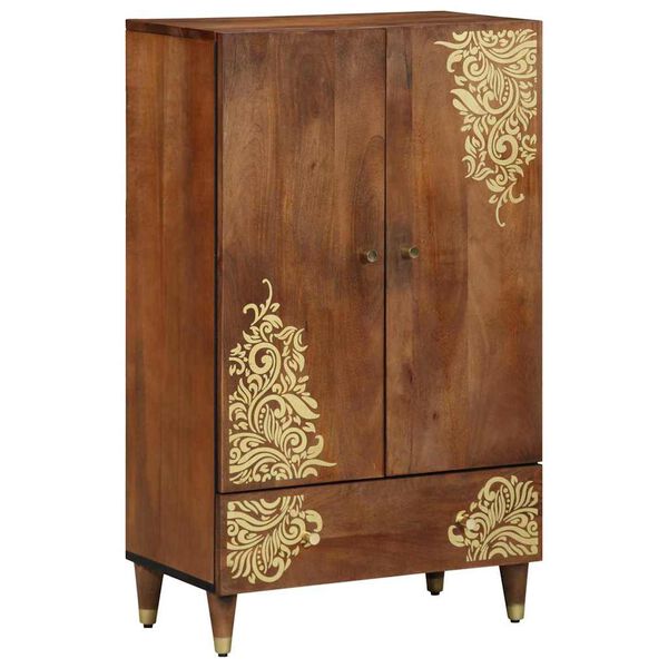 vidaXL Highboard με ράφι Καφέ 60 x 33.5 x 100 εκ. Μασίφ ξύλο μάνγκο