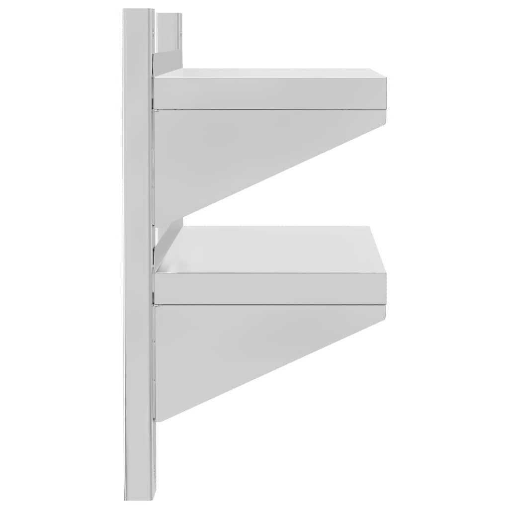 vidaXL Ράφι Τοίχου 2 Επιπ. Ασημί 50x23,5x48 εκ. Ανοξείδωτο Ατσάλι