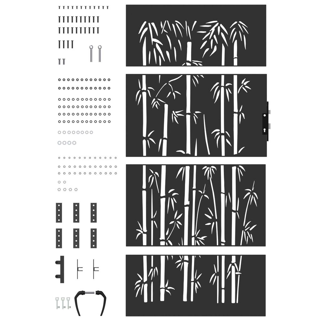 vidaXL Πύλη Κήπου Άλλο Μαύρο 105 x 175 cm Ατσάλι με Επικάλυψη Πούδρας