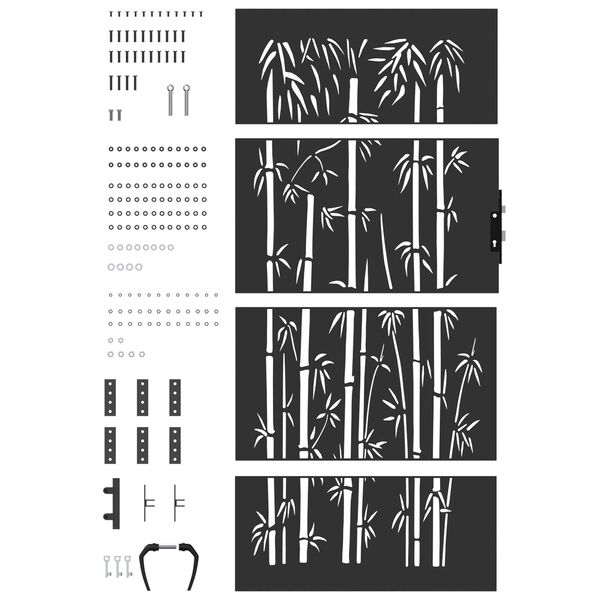 vidaXL Πύλη Κήπου Άλλο Μαύρο 105 x 175 cm Ατσάλι με Επικάλυψη Πούδρας
