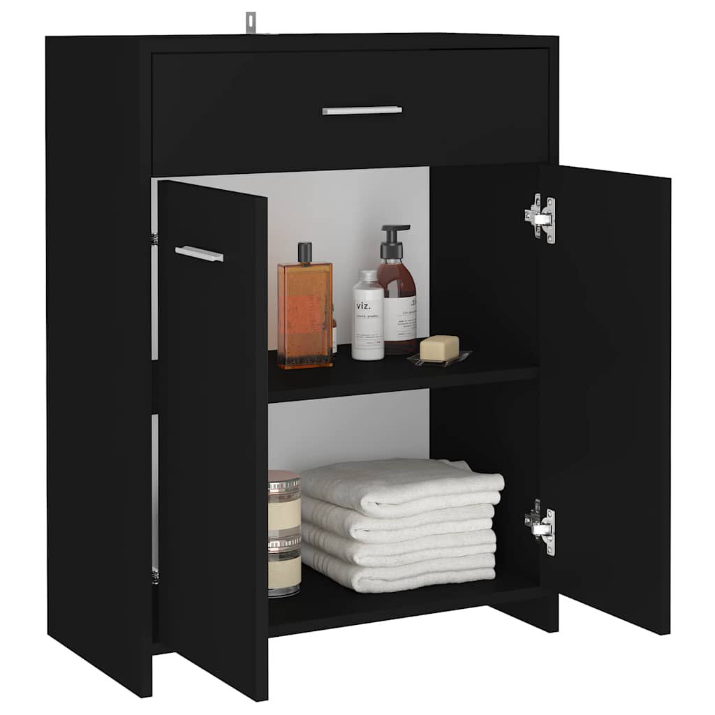 vidaXL Ντουλάπι Μπάνιου Μαύρο 60 x 33 x 80 εκ. από Επεξ.Ξύλο