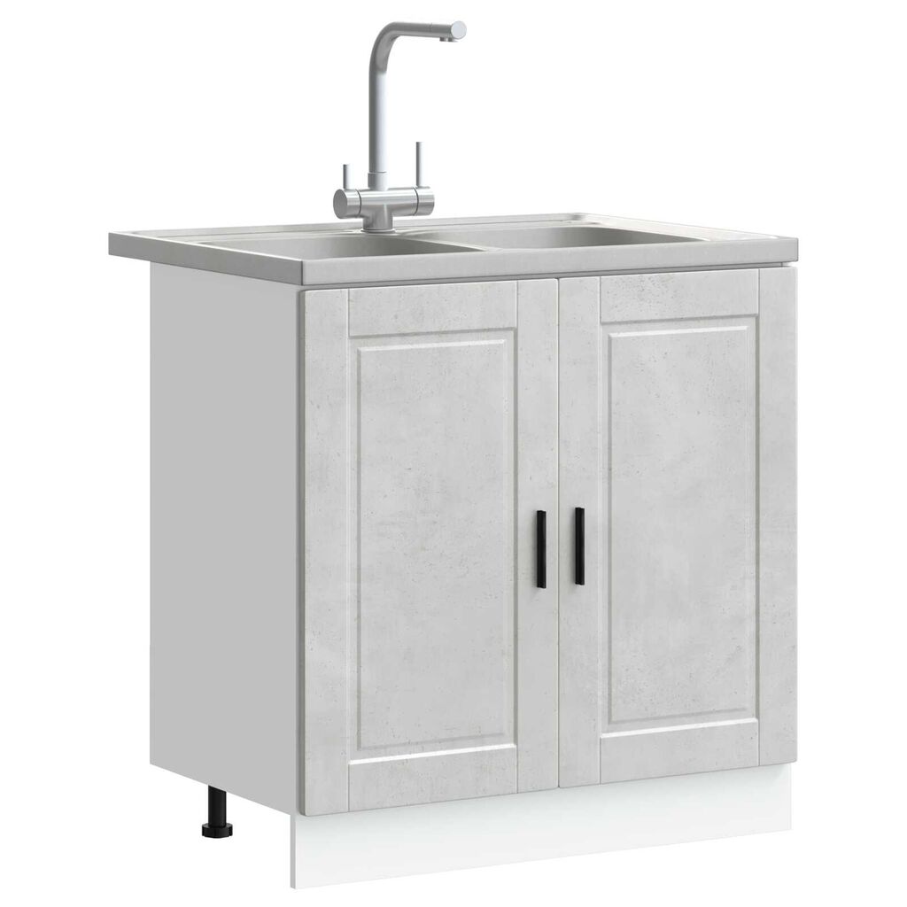 vidaXL Ντουλάπι Βάσης Sink "Porto" με Νιπτήρα Γκρίζο Σκυρόδεμα 80x46x84,5 εκ Επεξεργασμένο Ξύλο