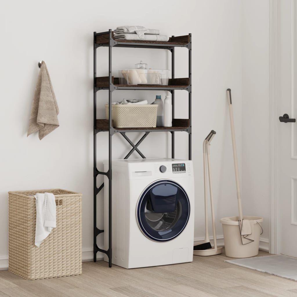 vidaXL Ραφιέρα Πλυντηρίου Καφέ Δρυς 67 x 25 x 163 εκ. Επεξεργ. Ξύλο