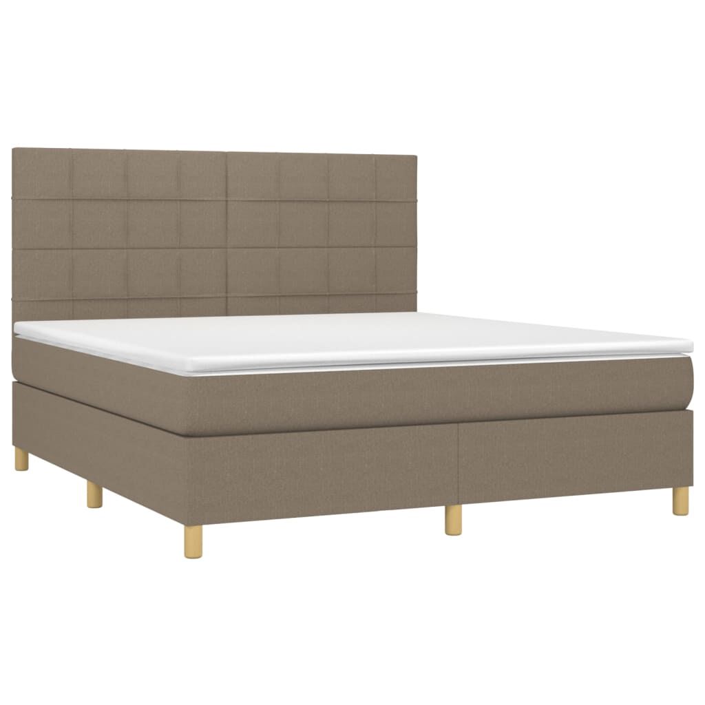 vidaXL Κρεβάτι Boxspring με Στρώμα & LED Taupe 180x200 εκ. Υφασμάτινο
