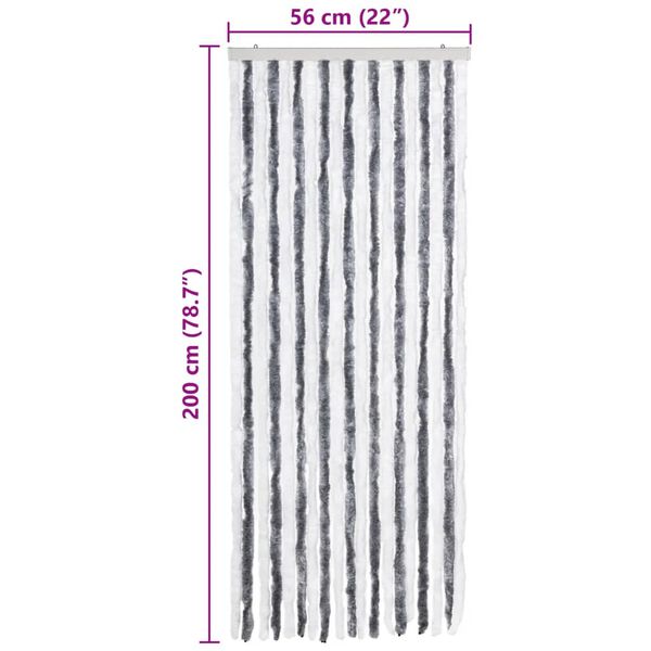 vidaXL Σήτα - Κουρτίνα Πόρτας Γκρι / Λευκό 56 x 200 εκ. από Σενίλ