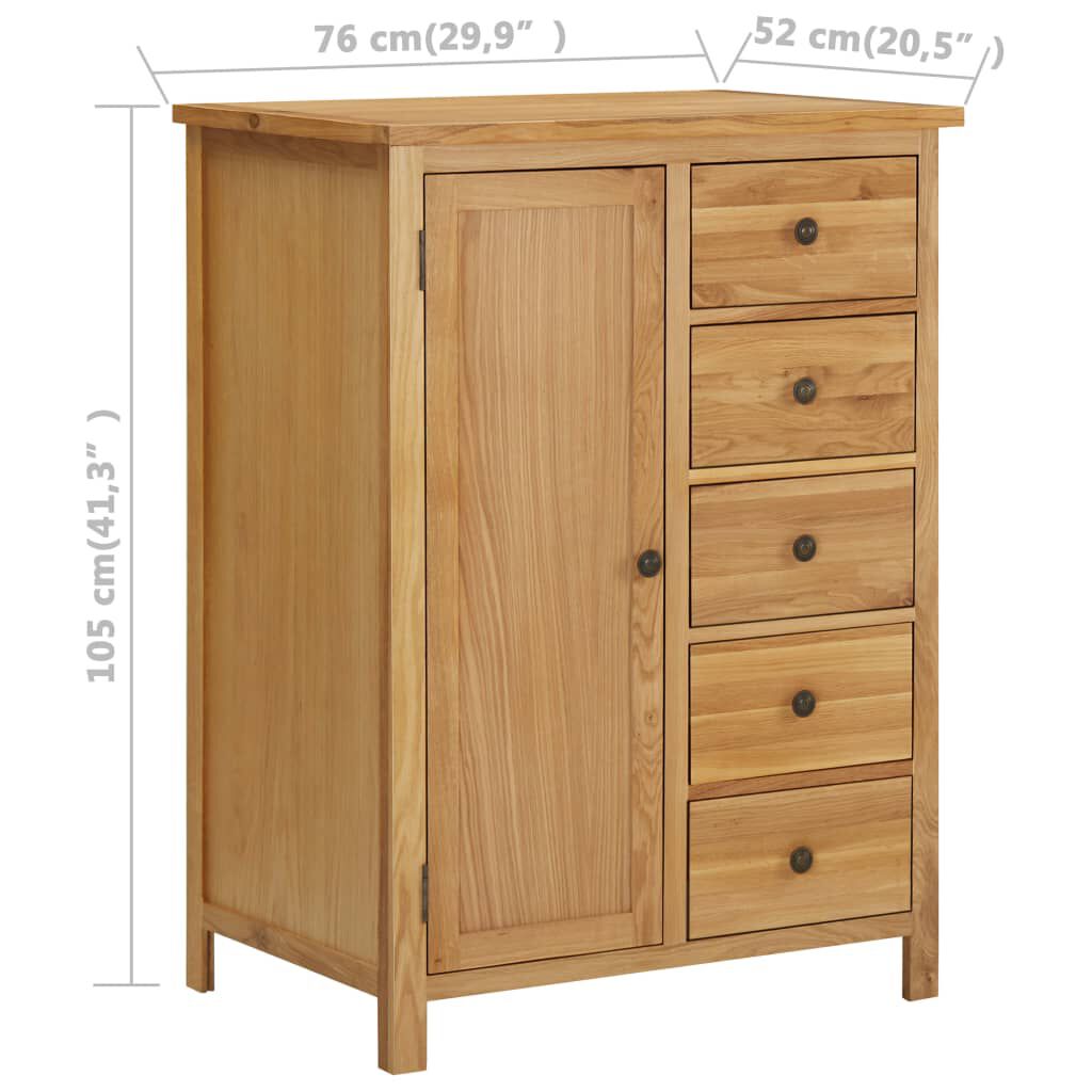 vidaXL Ντουλάπι με Συρτάρια 76 x 52 x 105 εκ. από Μασίφ Ξύλο Δρυός