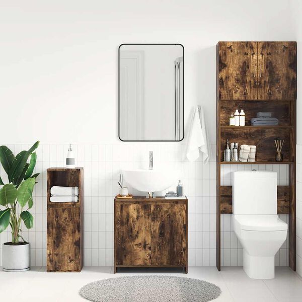 vidaXL Ντουλάπι Μπάνιου Καπνιστή Δρυς 60x33x61 εκ. Επεξεργασμένο Ξύλο