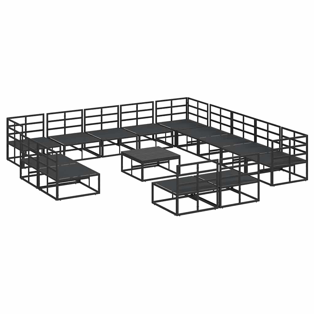 vidaXL Σετ Καναπέ Κήπου με μαξιλάρι 14 pcs Μαύρο Αλουμίνιο