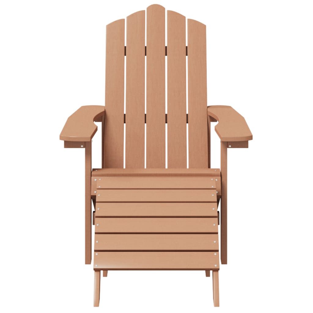 vidaXL Καρέκλα Κήπου Adirondack Καφέ από HDPE με Υποπόδιο & Τραπεζάκι