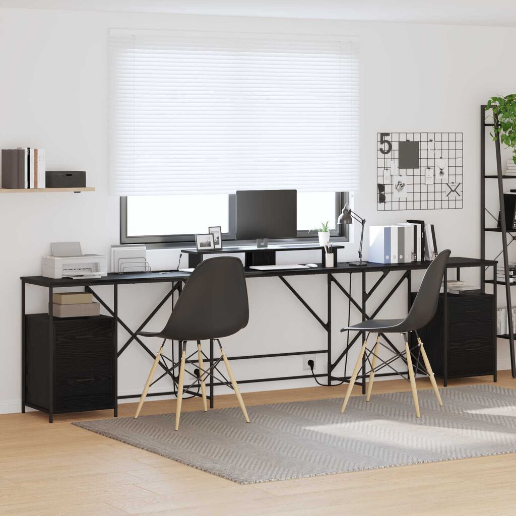 vidaXL Γραφείο Μαύρη Δρυς 182 x 101 x 87.5 εκ. Επεξεργασμένο ξύλο