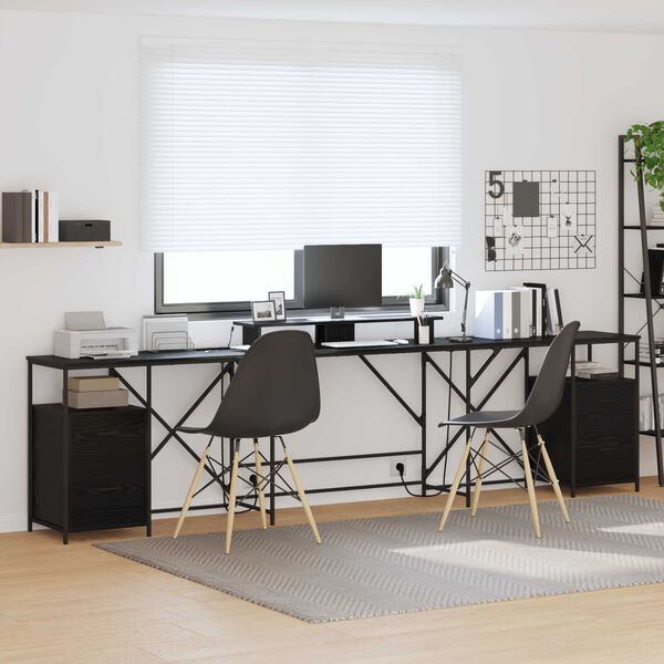 vidaXL Γραφείο Μαύρη Δρυς 182 x 101 x 87.5 εκ. Επεξεργασμένο ξύλο