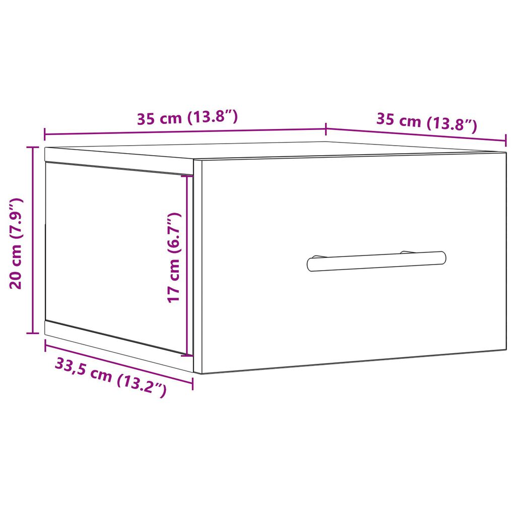 vidaXL Κομοδίνο Τοίχου Από Ξύλο Δρυός 35x35x20 εκ.