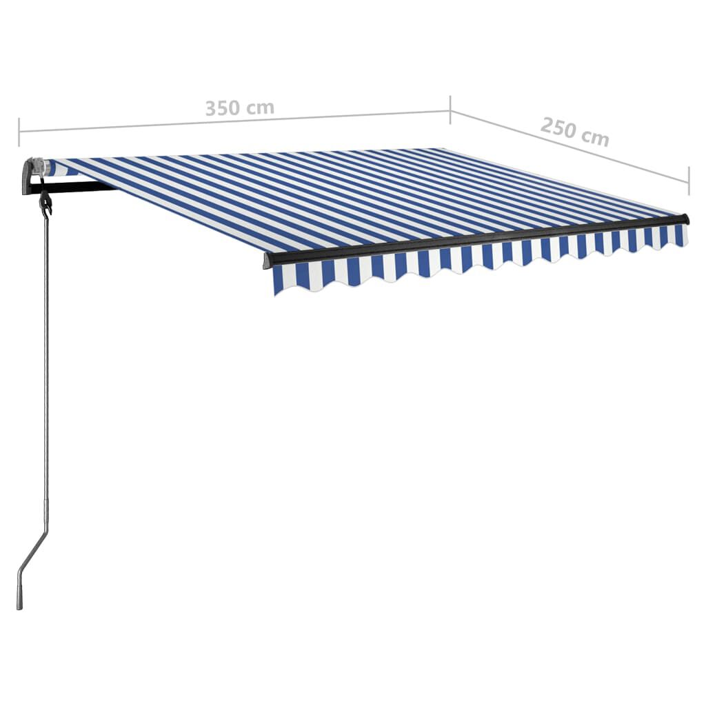vidaXL Τέντα Αυτόματη Ανεξάρτητη Μπλε/Λευκό 350 x 250 εκ.