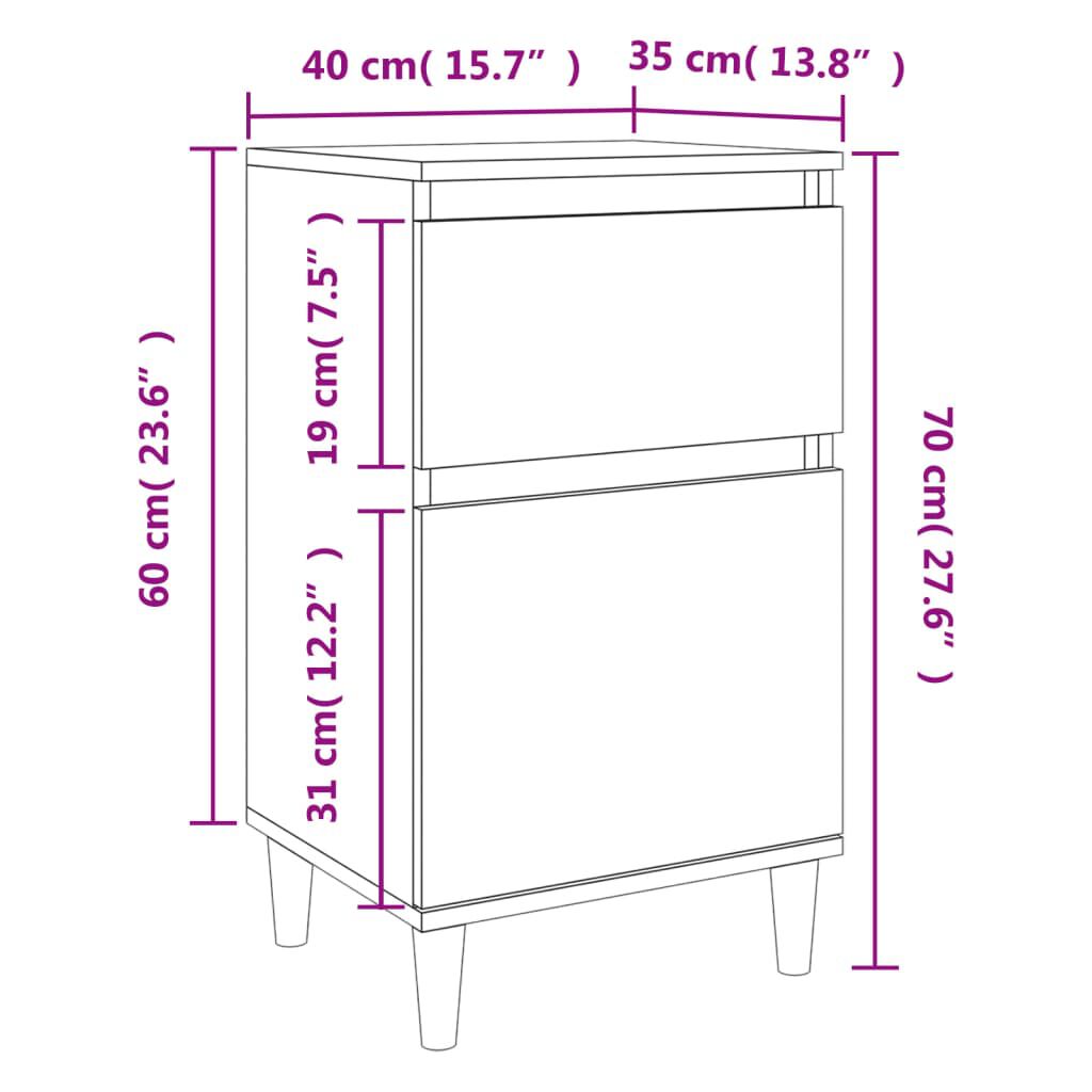 vidaXL Κομοδίνα 2 τεμ. Γκρι Sonoma 40x35x70 εκ.