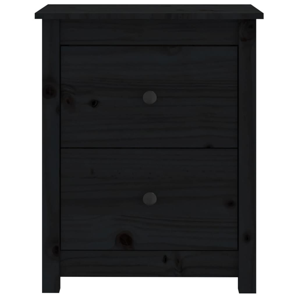 vidaXL Κομοδίνο Μαύρο 50 x 35 x 61,5 εκ. από Μασίφ Ξύλο Πεύκου