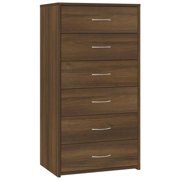 vidaXL Ντουλάπι με 6 Συρτάρια Καφέ Δρυς 50x34x96 εκ Επεξεργασμένο Ξύλο
