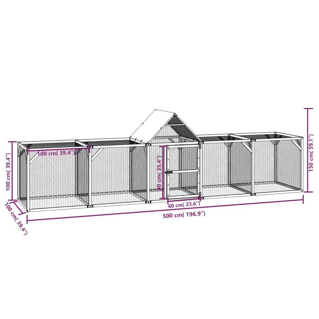 vidaXL Κοτέτσι 500x100x150 εκ. από Μασίφ Εμποτισμένο Ξύλο Πεύκου