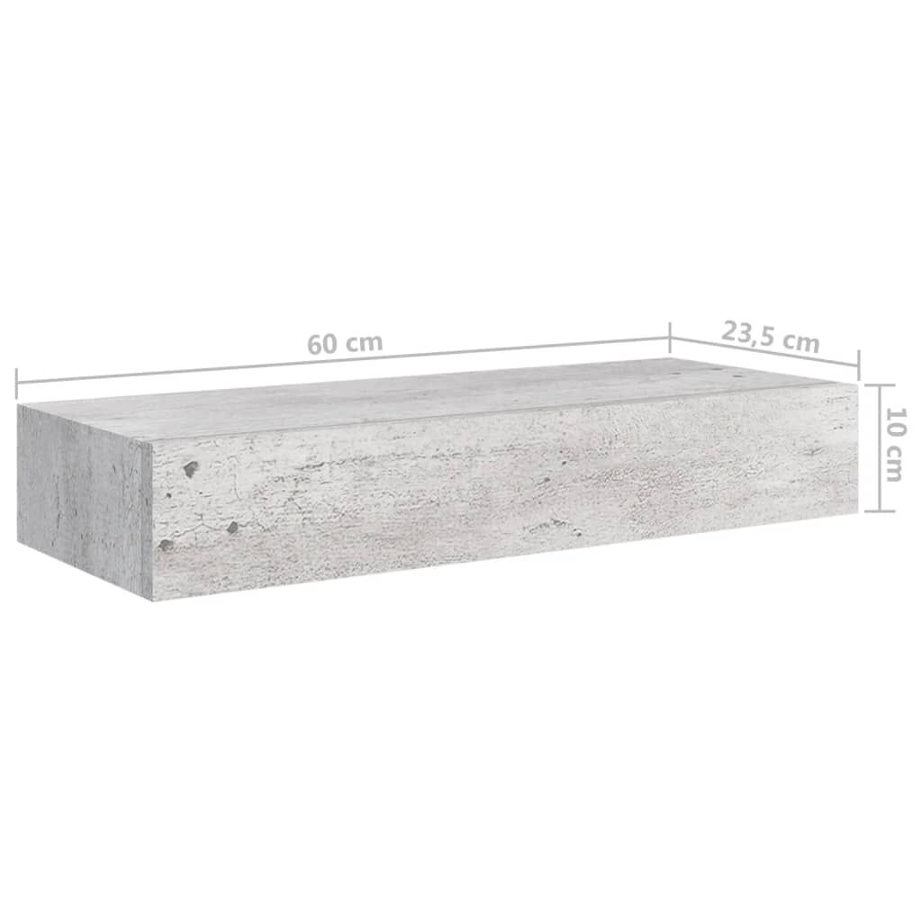 vidaXL Ράφια Τοίχου Συρτάρια 2 τεμ. Γκρι Σκυρ. 60x23,5x10 εκ από MDF
